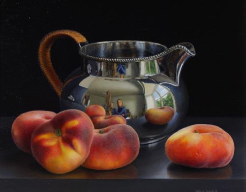 Jessica Brown - Still Life with Still Life with Silver Jug and Flat Peaches