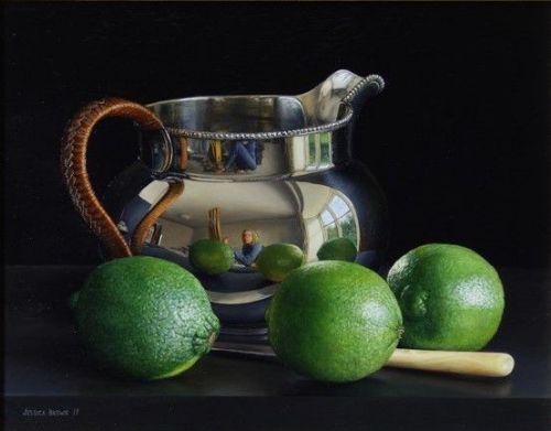 Jessica Brown - Still Life with Silver Water Jug and Limes